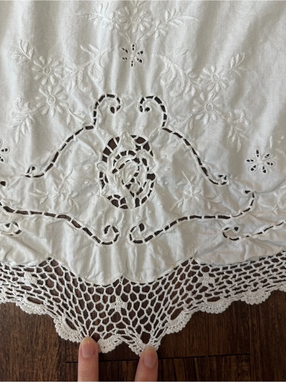 L. Kee & Co. King Cotton Lace Embroidered Duvet with Foot End Drop Panel Ruffle